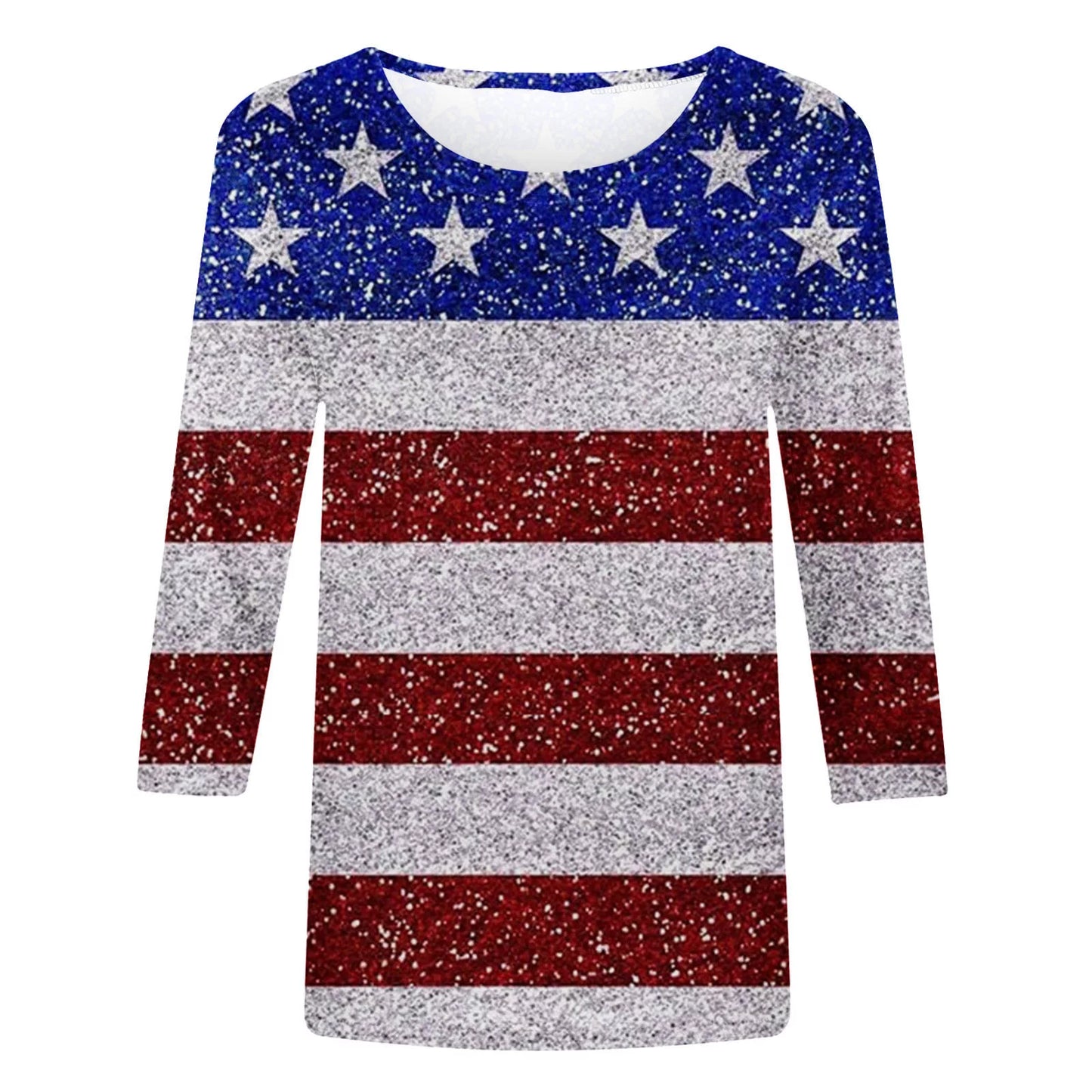 American Flag Shirt for Women 4Th of July T-Shirt USA Flag Patriotic Tee Tops 3/4 Sleeve American Flag Graphic Tee Shirt Blue,Dark Blue,Red,Wine,S,M,L,Xl,Xxl